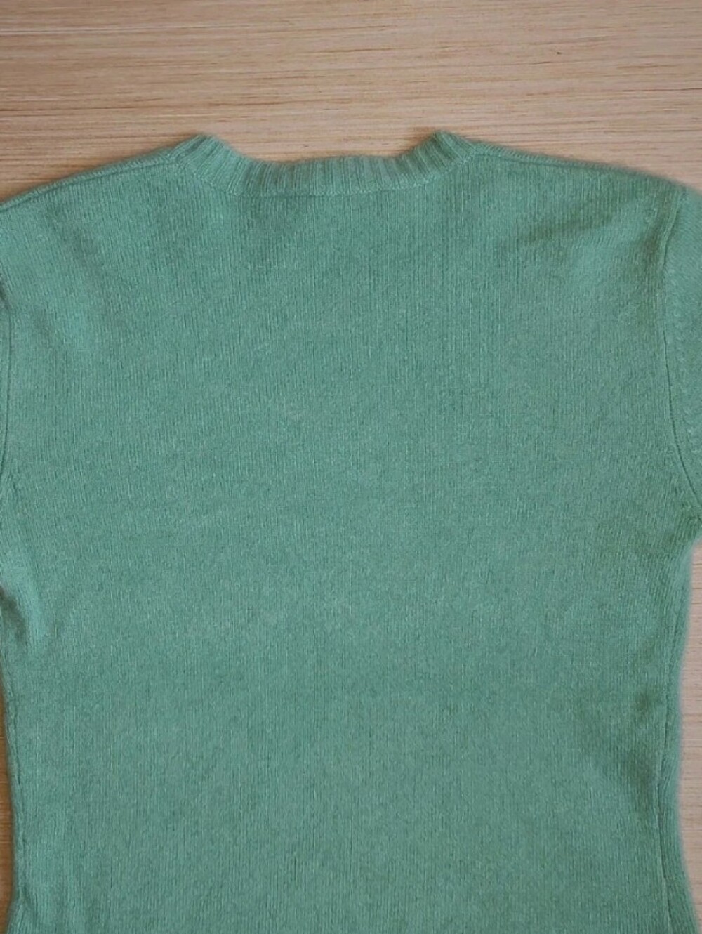 MAD M.A.D. 100% Cashmere Pullover Sweater Green Knit 3/4 Sleeve Mint Crew Neck M - Picture 14 of 16